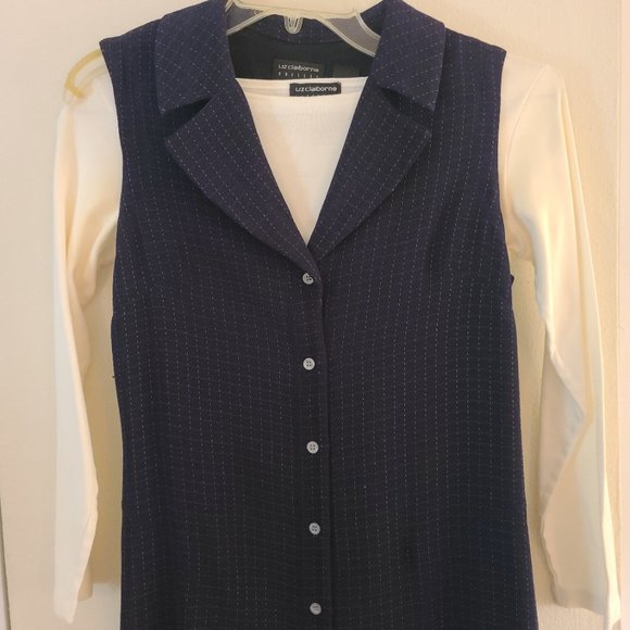 Liz Claiborne Liz Sport 2 Piece Dress Blue/White Size 10p - Picture 2 of 14